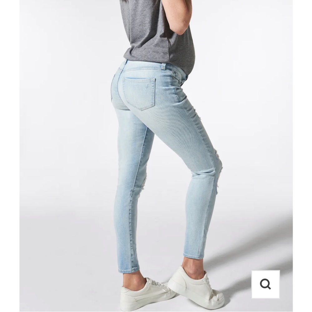 BLANQI Denim Maternity Belly Support Skinny Jeans in light destroy wash